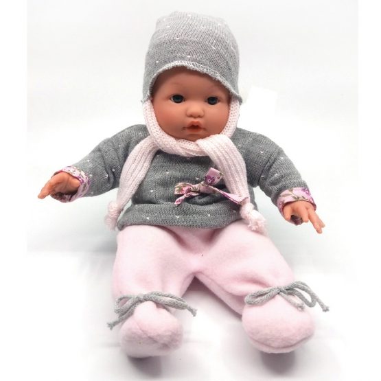 D’Nenes Κούκλα Μωρό Βινυλίου ‘Γκρι ρούχα” 34 εκ.